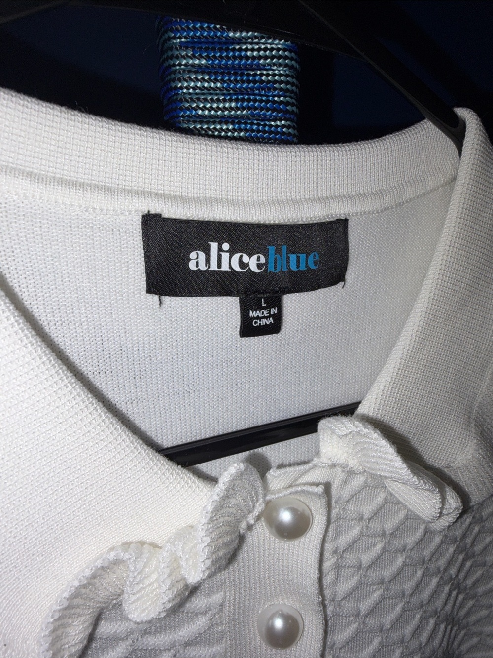 Alice Blue - NWT White Textured Knit Polo Top โ Size Large ๐ค - Picture 4 of 16